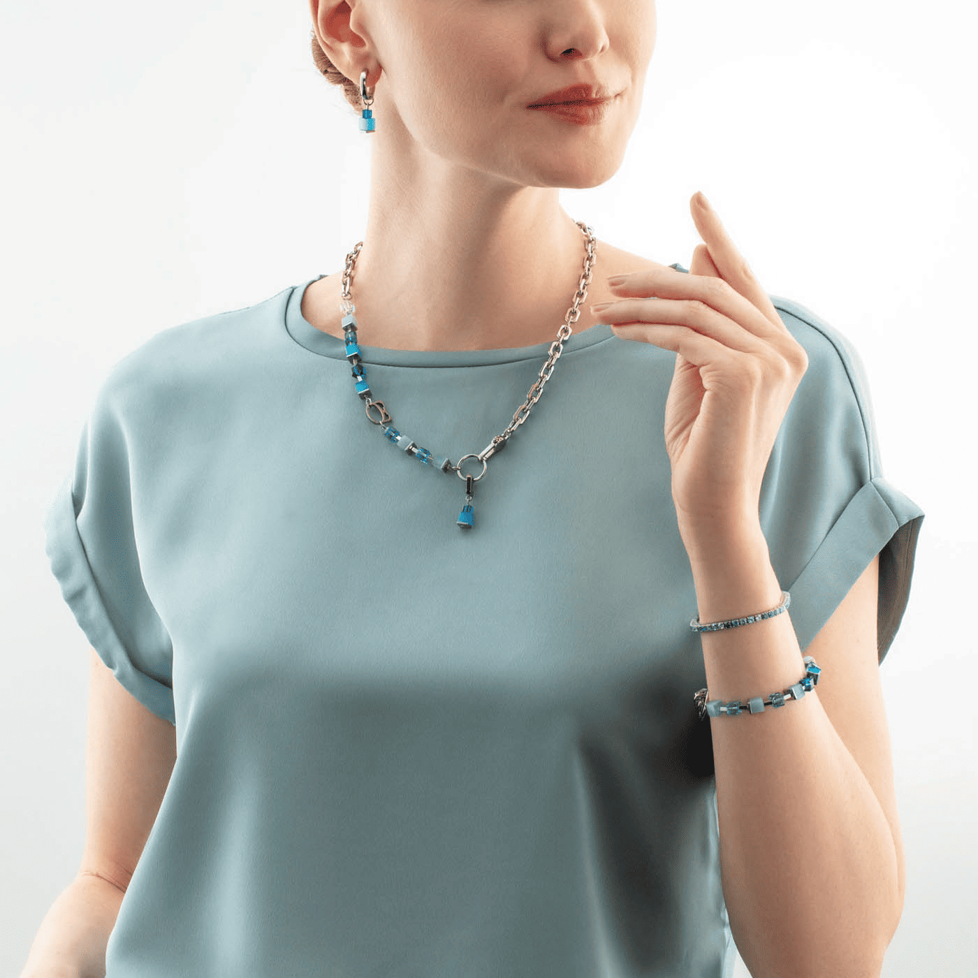 Edelsteinkette Edelstahl Cube Fusion