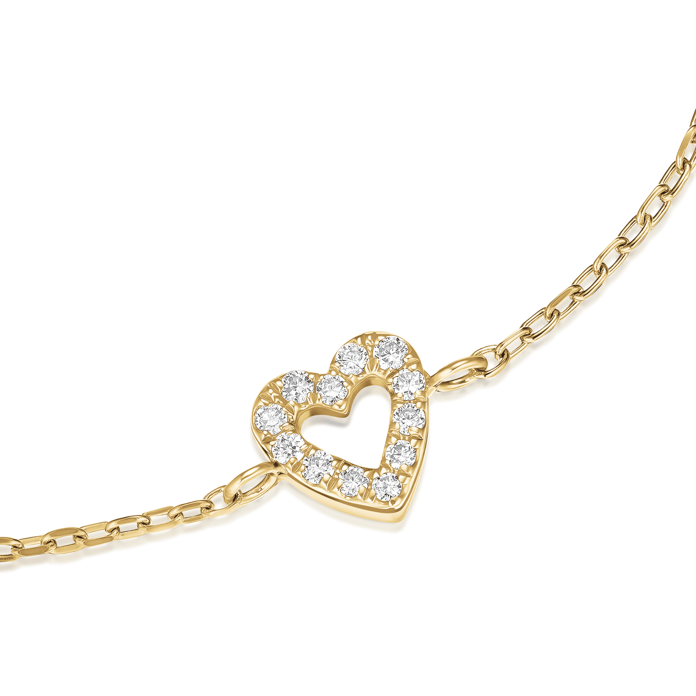 Armband syn. Diamant zus. 0,028ct. 585er Gelbgold Heart