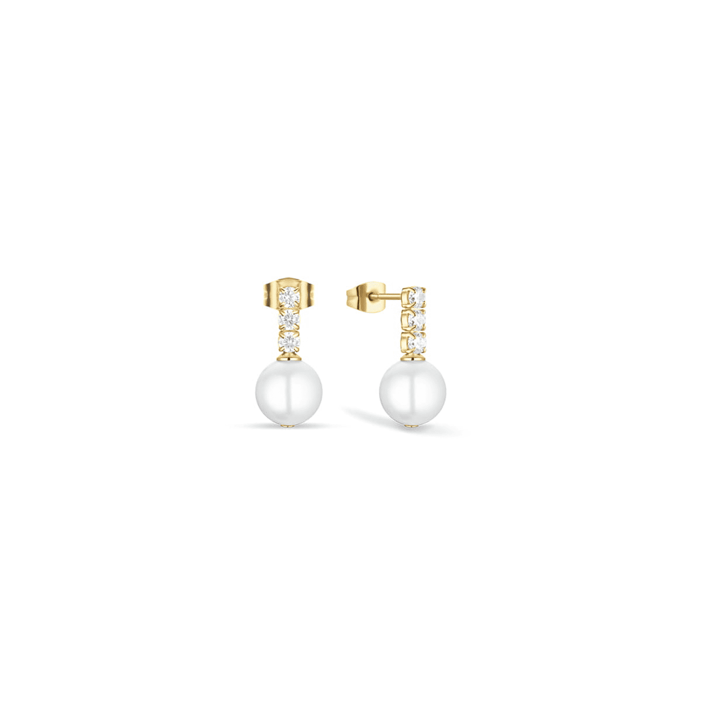 Ohrringe Zirkonia Edelstahl gelb vergoldet Arctic Pearls