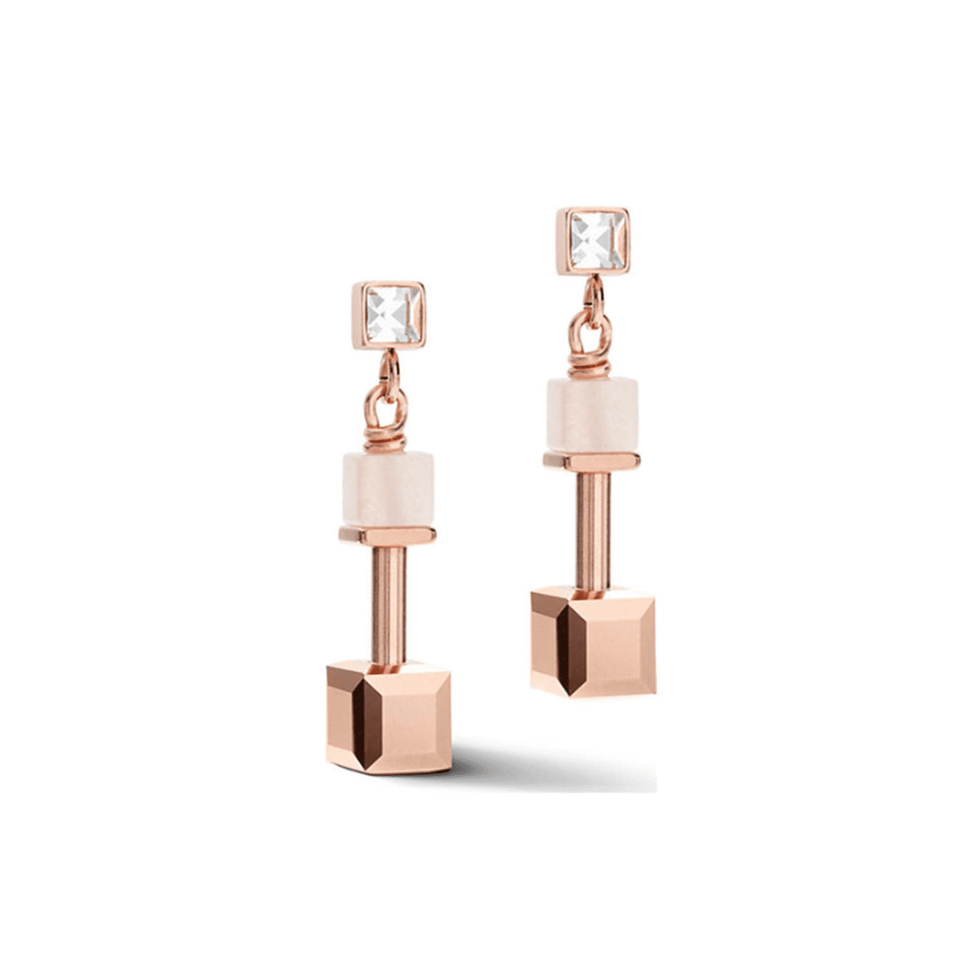 Ohrringe Edelstein Edelstahl rosé vergoldet GeoCube® Ohrringe Edelstein Edelstahl rosé vergoldet GeoCube®