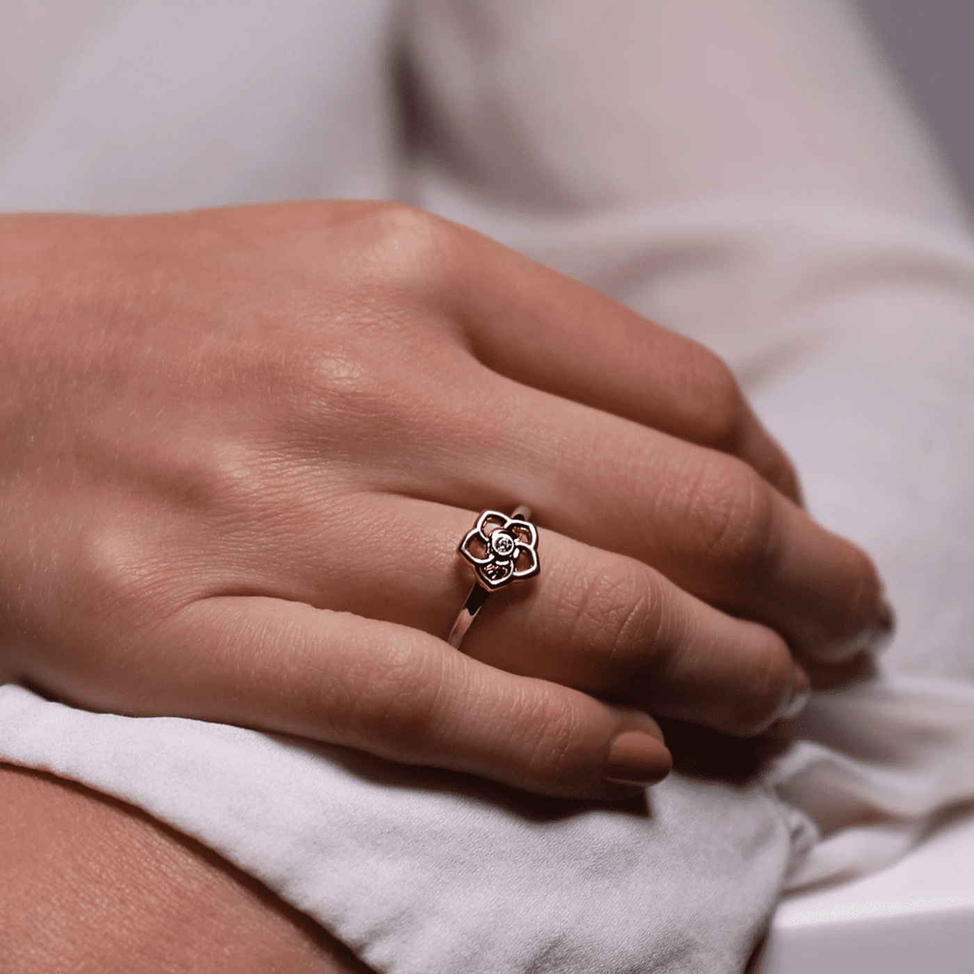 Ring Zirkonia 925er Silber bicolor Floral Desires