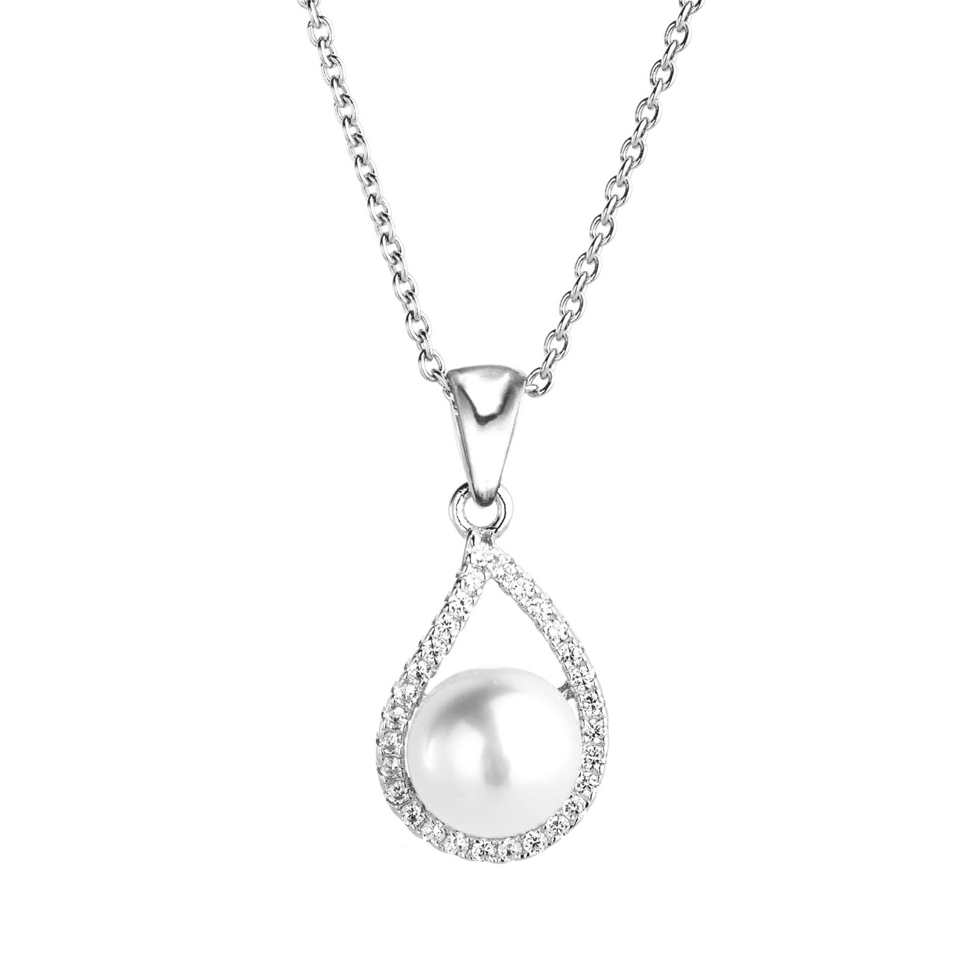 Perlenkette Zirkonia 925er Silber Süßwasser-Zuchtperle Perlenkette Zirkonia 925er Silber Süßwasser-Zuchtperle