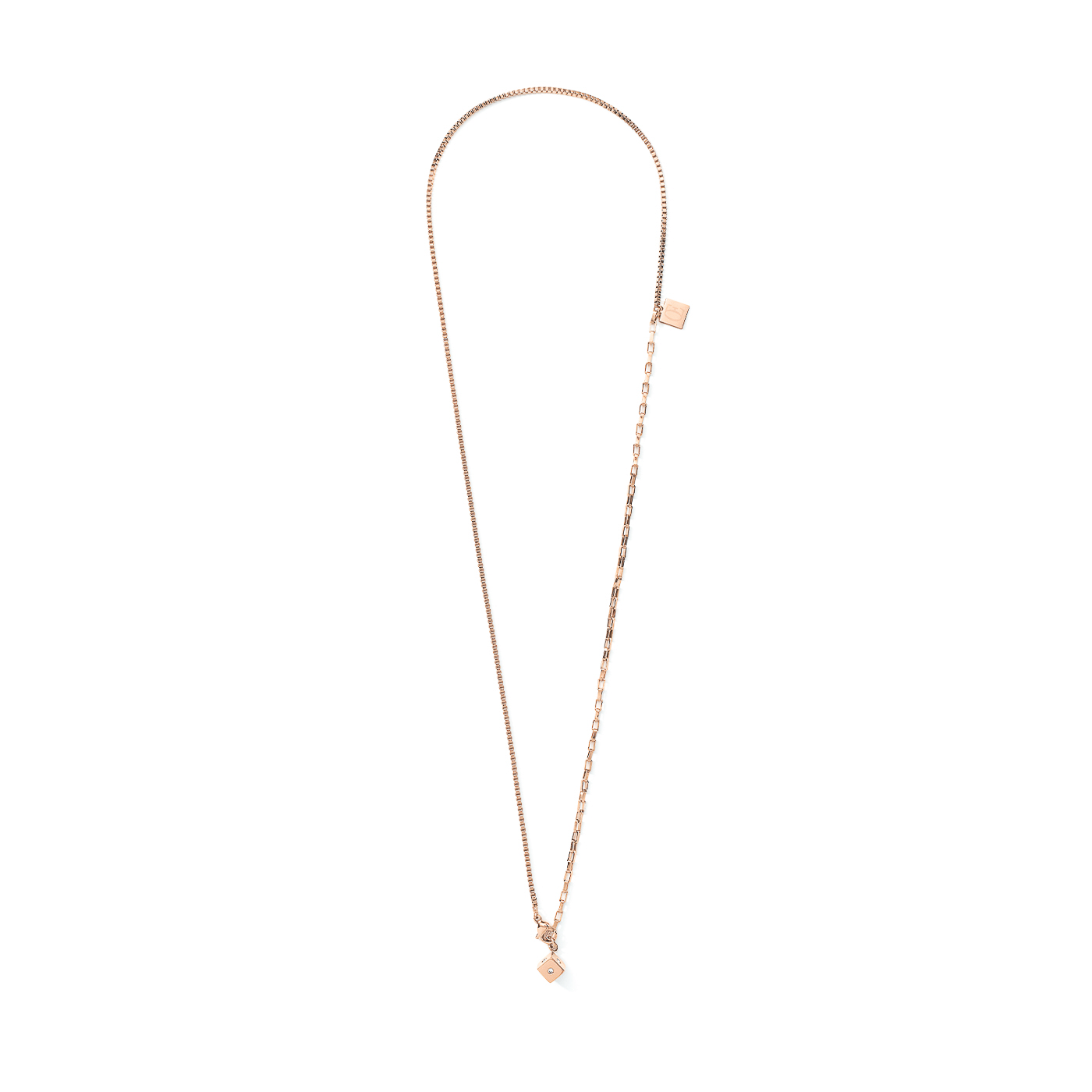 Kette Glasstein Edelstahl rosé vergoldet GeoCube® Kette Glasstein Edelstahl rosé vergoldet GeoCube®