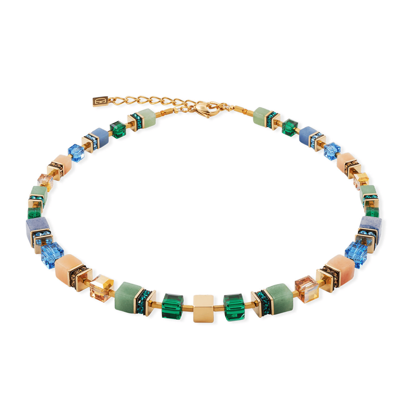 Edelsteinkette Edelstahl gelb vergoldet GeoCUBE® Edelsteinkette Edelstahl gelb vergoldet GeoCUBE®
