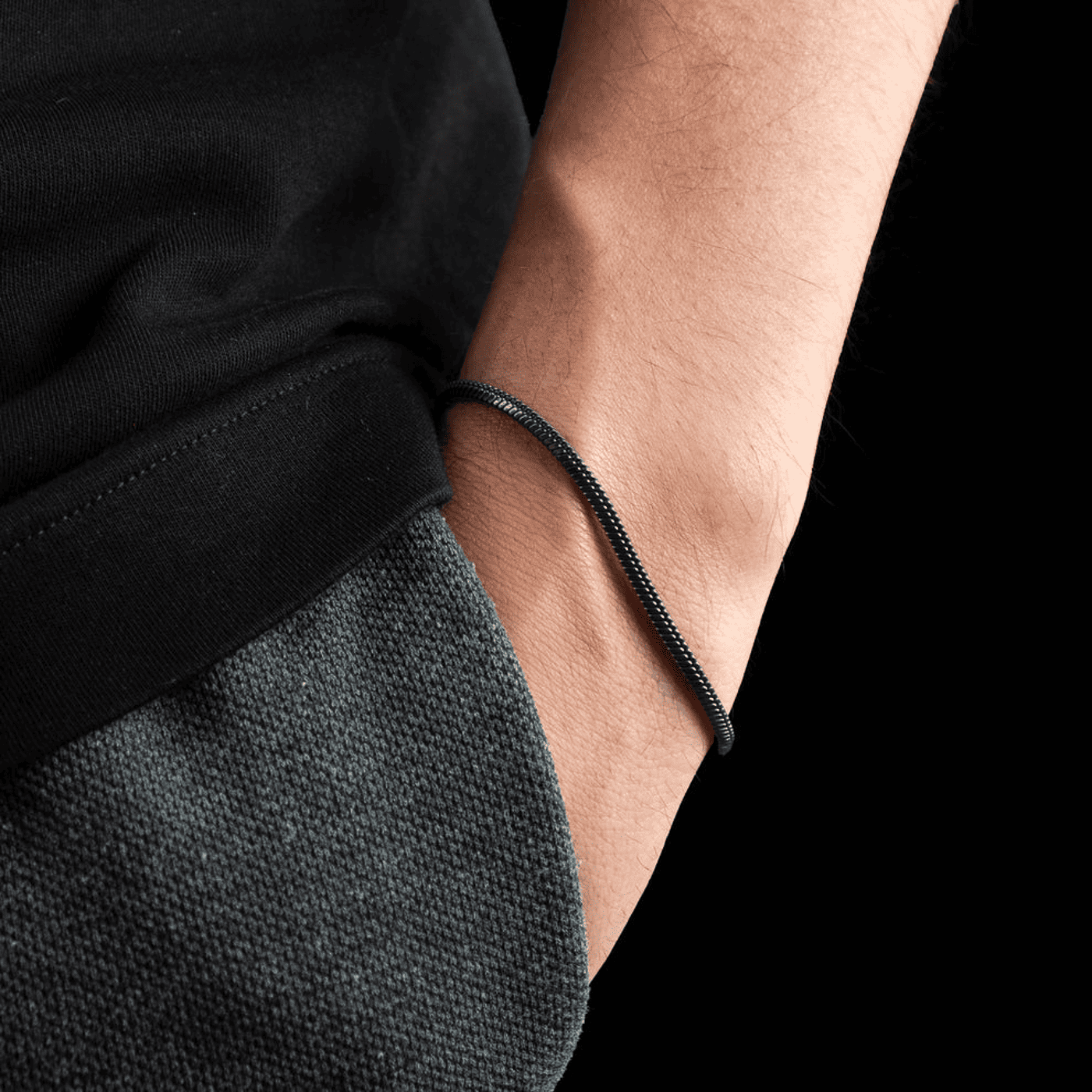 Armband Edelstahl schwarz Francesco