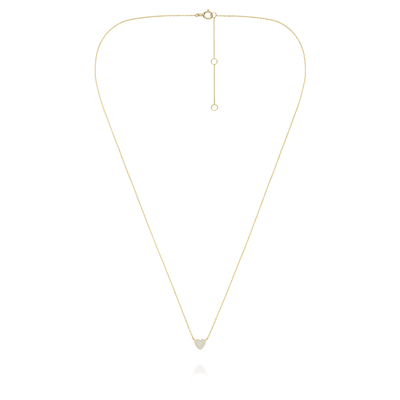 Kette syn. Diamant zus. 0,06ct. 585er Gelbgold Heart Pave