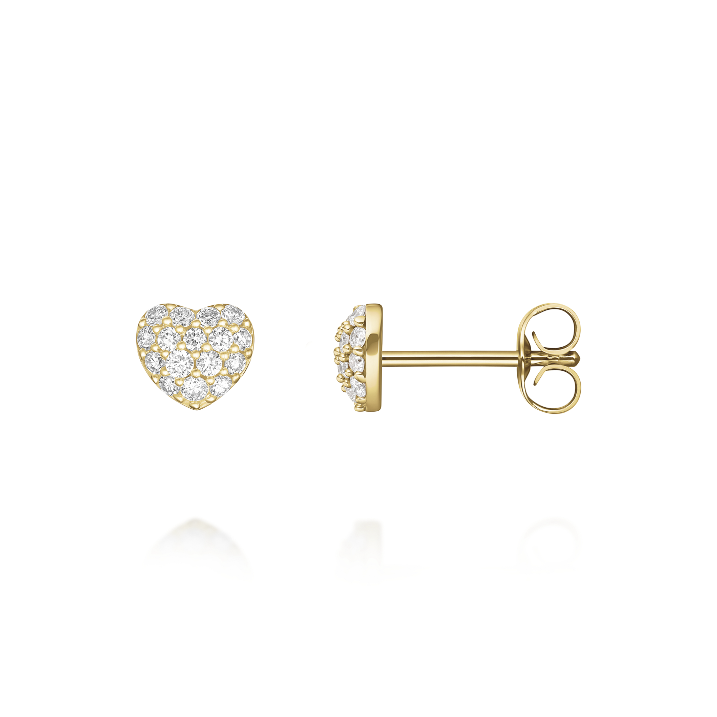 Ohrringe syn. Diamant zus. 0,125ct. 585er Gelbgold Heart Pave
