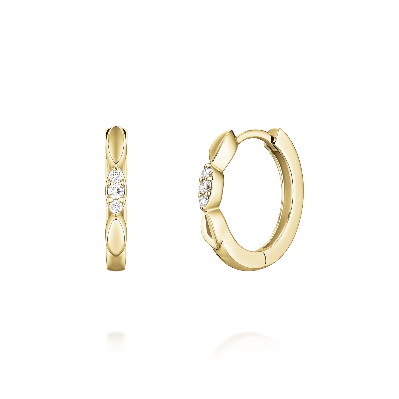 Ohrringe syn. Diamant zus. 0,036ct. 585er Gelbgold