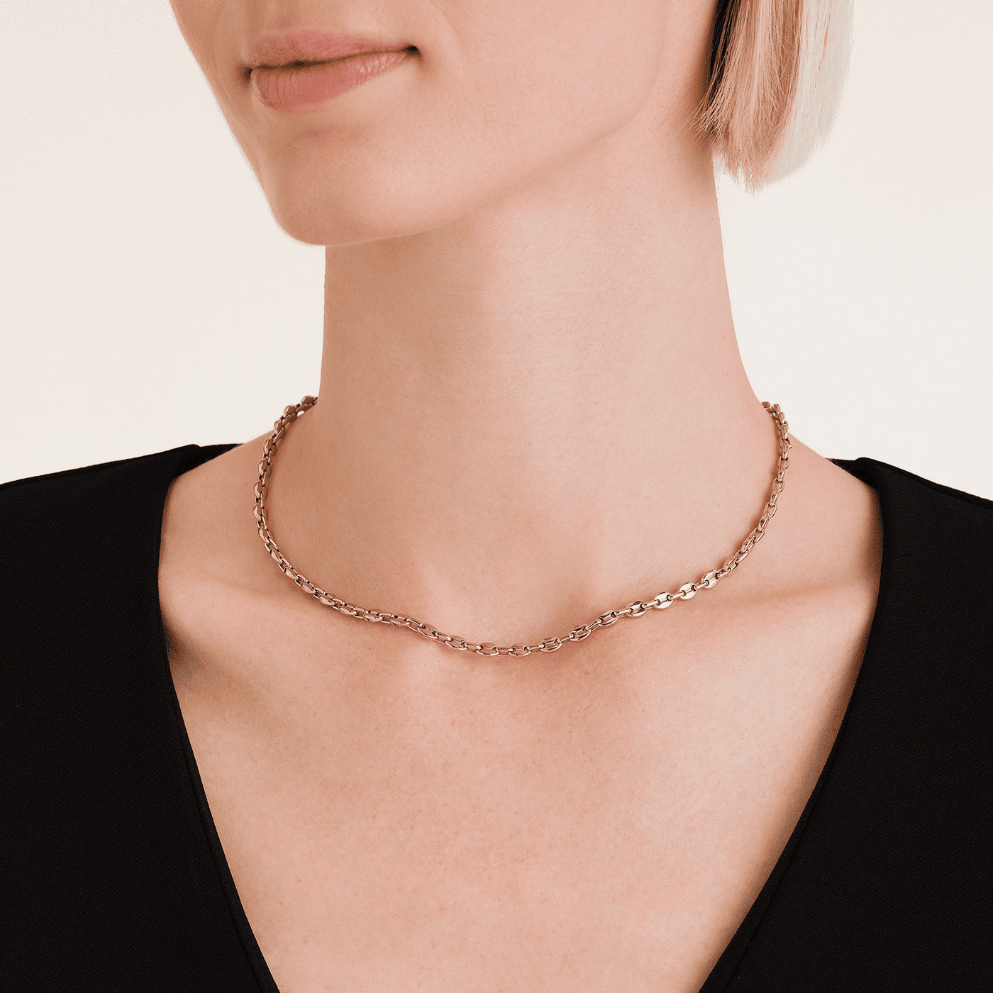 Kette Edelstahl gelb vergoldet Coffee Bean