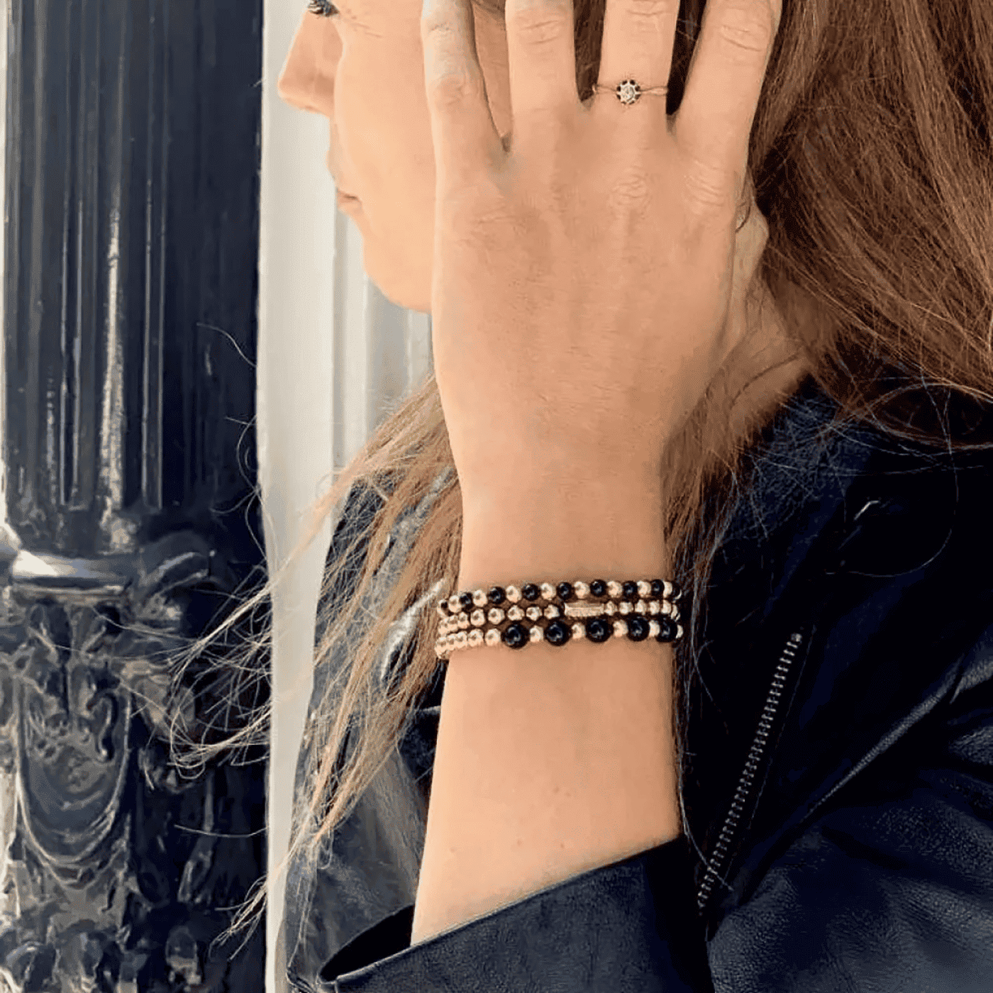 Armband Edelstahl gelb vergoldet Mix Black Madonna