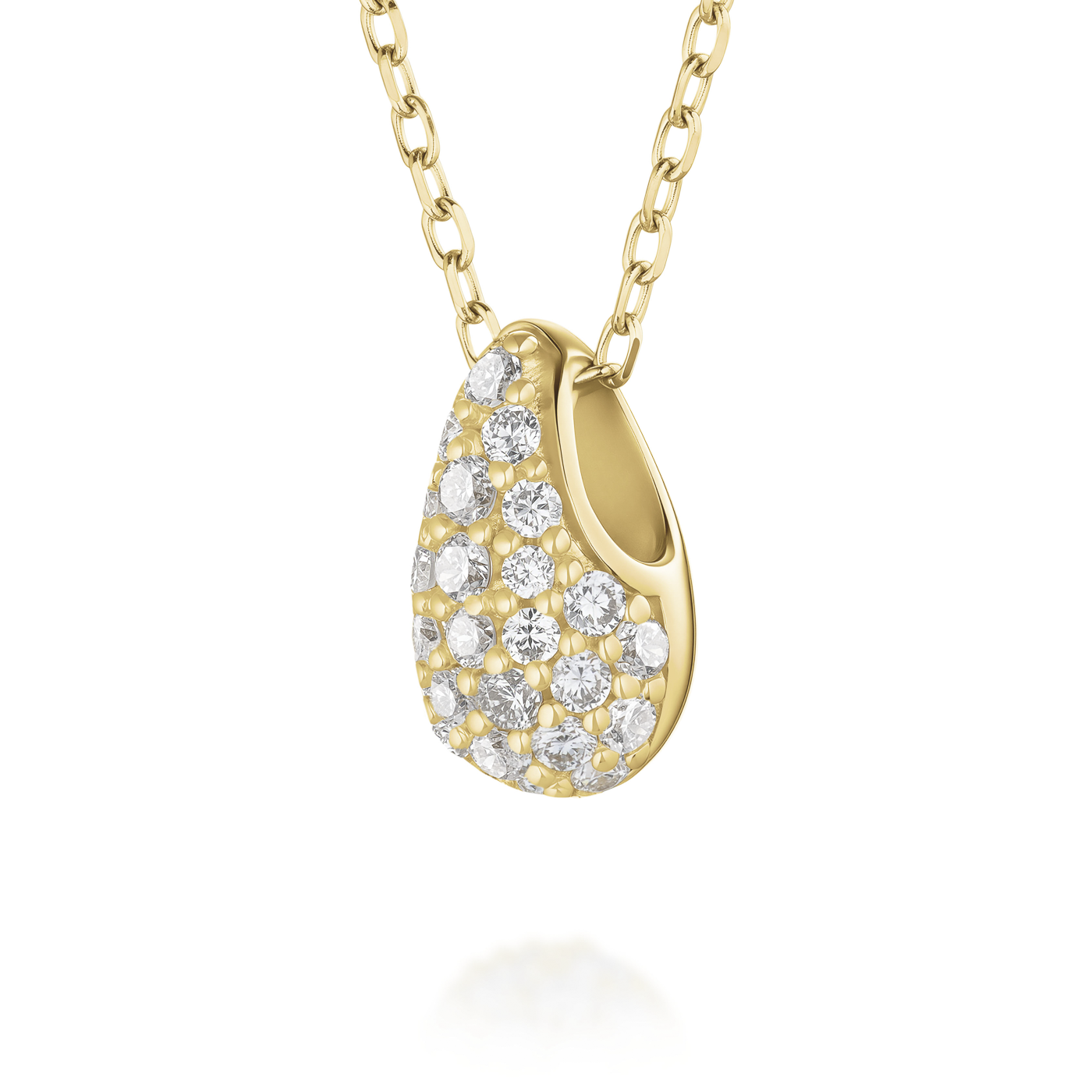 Kette syn. Diamant zus. 0,099ct. 585er Gelbgold Teardrop Pave