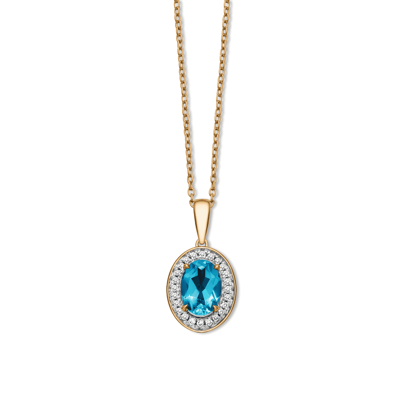 Kette Blautopas + Diamant zus. ca. 0,08ct. 375er Gelbgold Kette Blautopas + Diamant zus. ca. 0,08ct. 375er Gelbgold