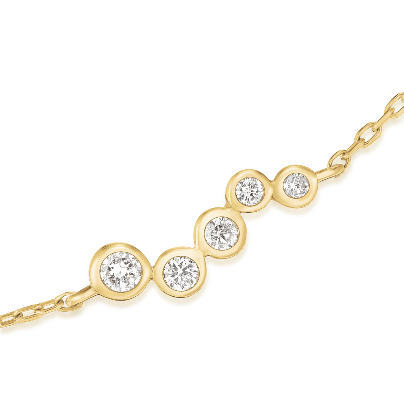 Armband syn. Diamant zus. 0,029ct. 585er Gelbgold Wave