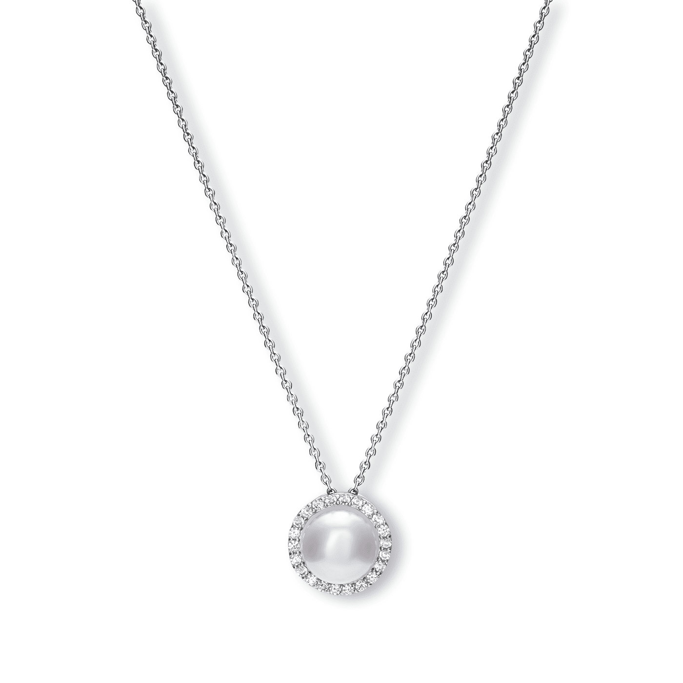 Perlenkette Zirkonia 925er Silber Süsswasser -Zuchtperle Perlenkette Zirkonia 925er Silber Süsswasser -Zuchtperle