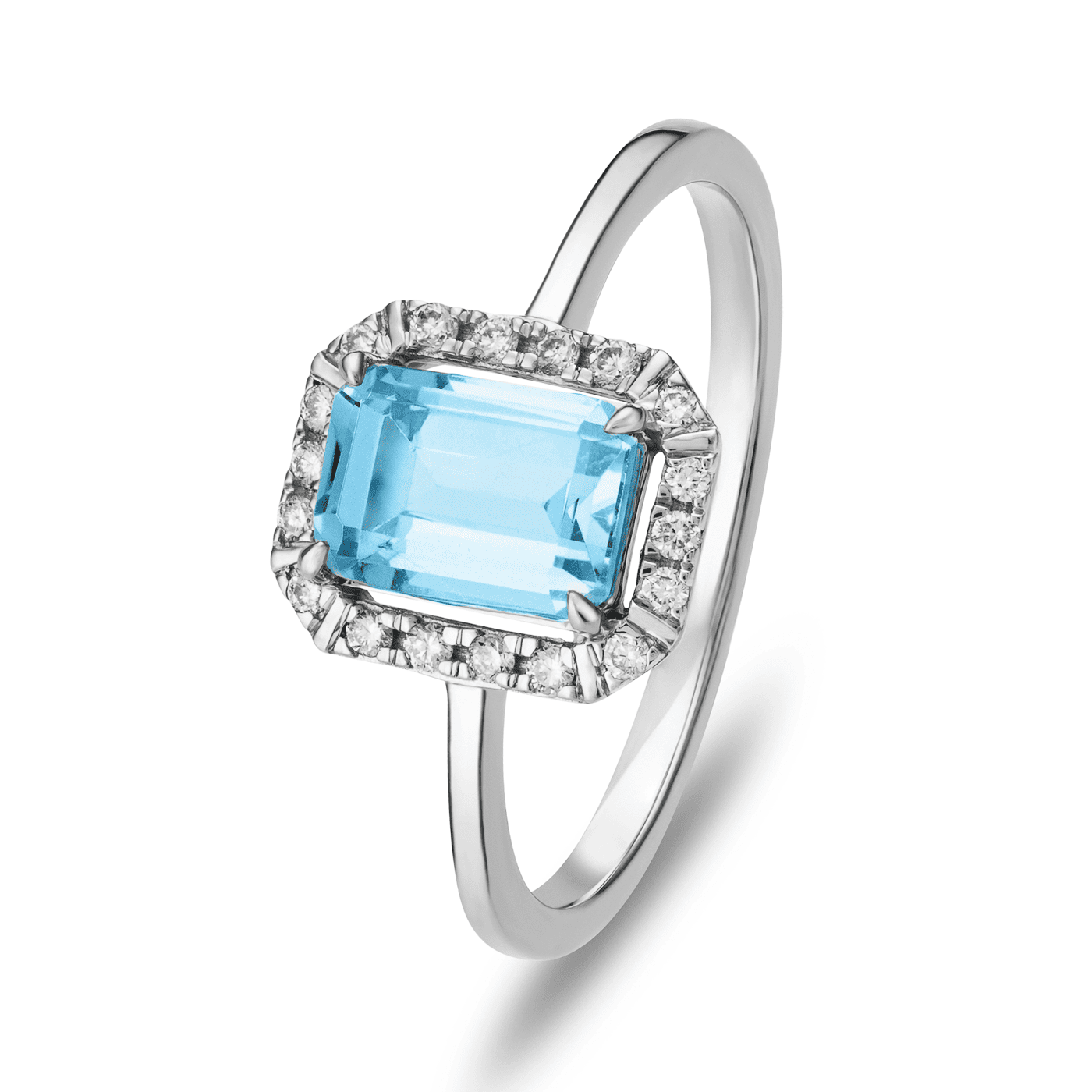 Ring Blautopas + Diamant zus. ca. 0,10ct. 585er Weißgold Ring Blautopas + Diamant zus. ca. 0,10ct. 585er Weißgold