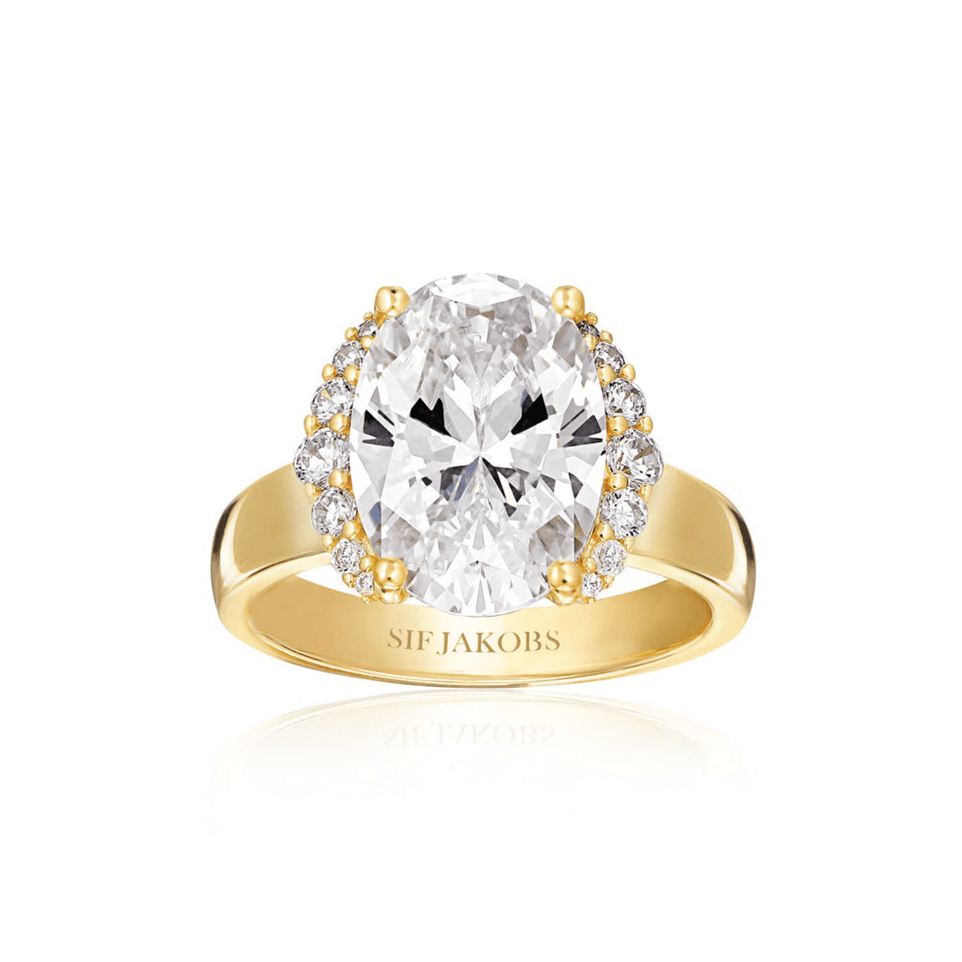 Ring Zirkonia 925er Silber gelb vergoldet Ellisse Ring Zirkonia 925er Silber gelb vergoldet Ellisse