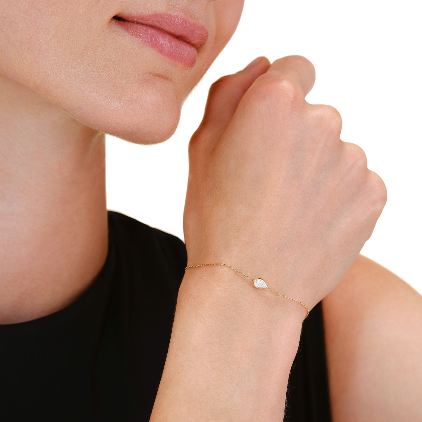 Armband syn. Diamant 0,166ct. 585er Gelbgold Marquise