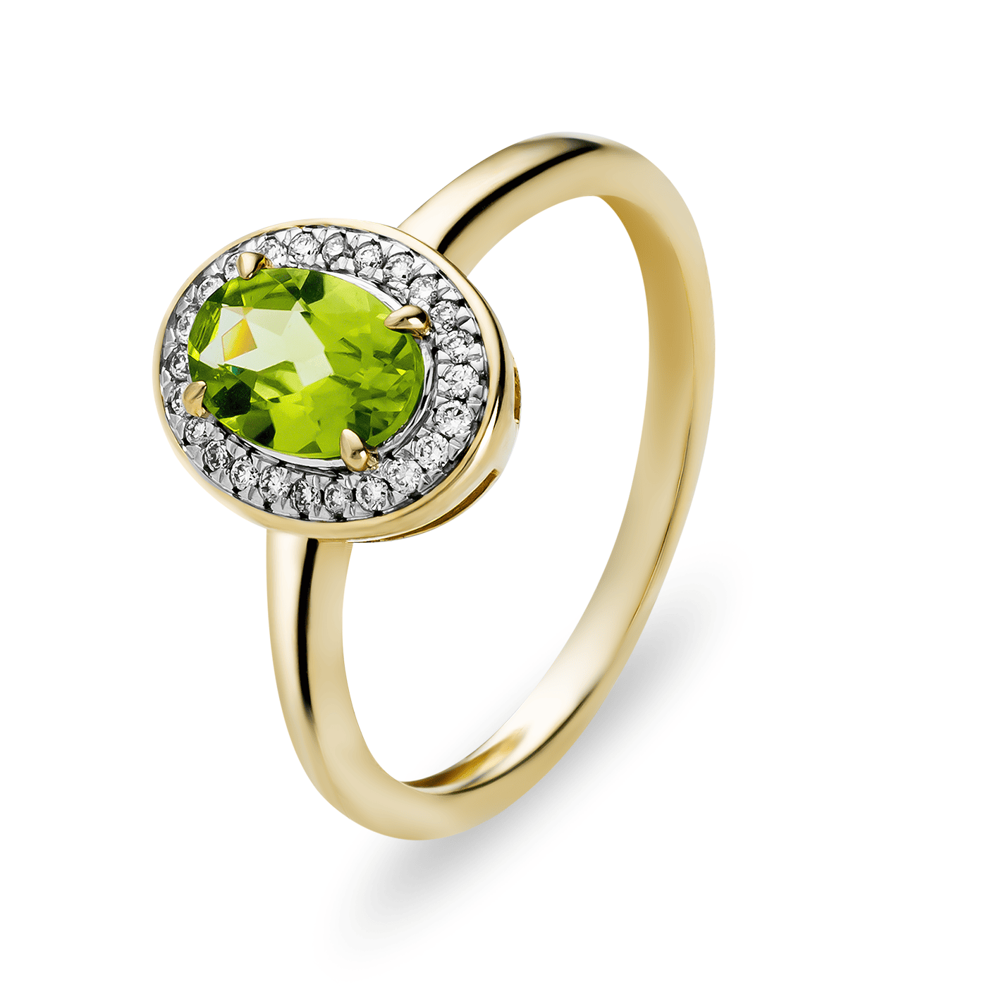 Ring Peridot + Diamant zus. ca. 0,08ct. 375er Gelbgold Ring Peridot + Diamant zus. ca. 0,08ct. 375er Gelbgold