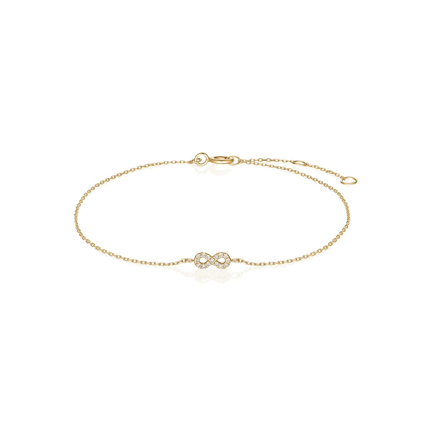 Armband syn. Diamant zus. 0,031ct. 585er Gelbgold Infinity