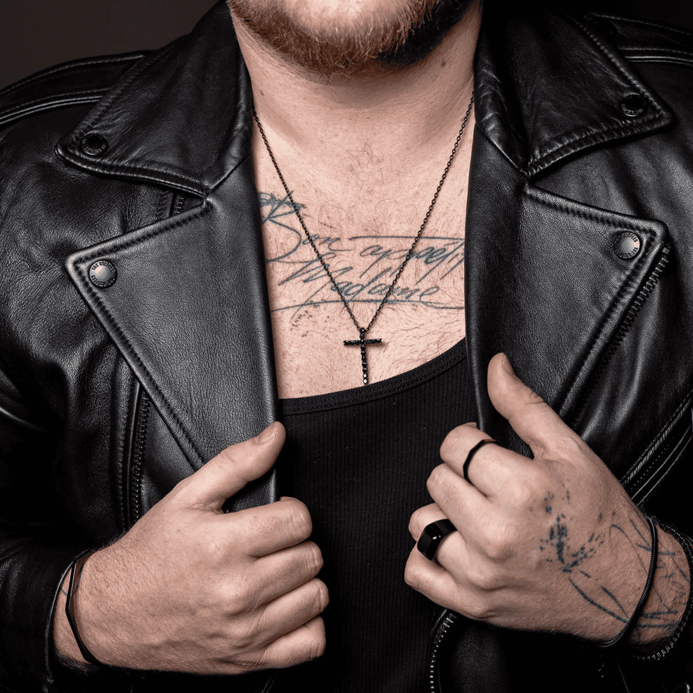 Kette Zirkonia Edelstahl schwarz Francesco