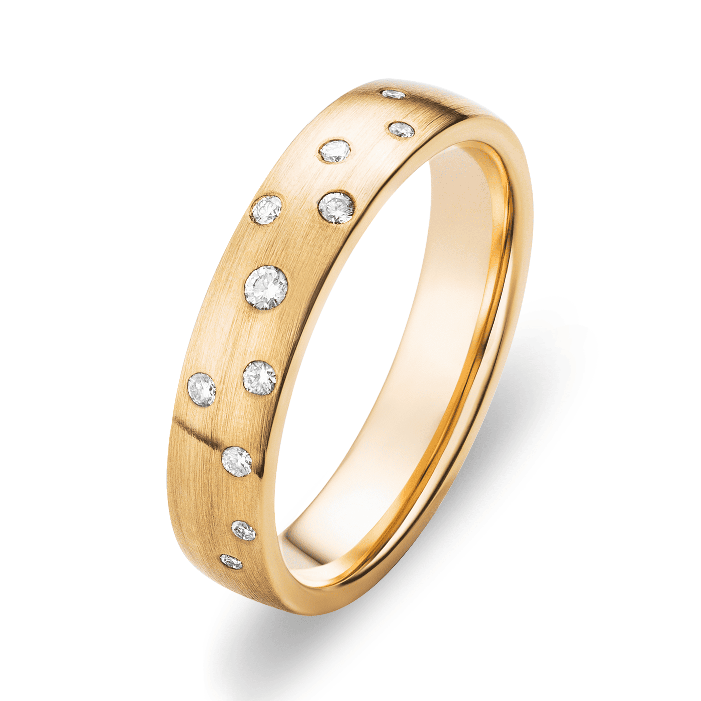 Trauring zus. ca. 0,08 ct. 585er Gelbgold Santorini