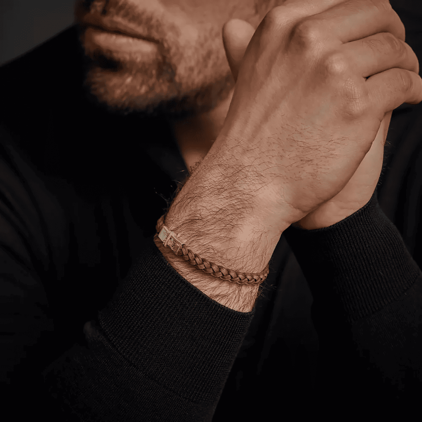 Armband 925er Silber Small Braided Raw Cognac Armband 925er Silber Small Braided Raw Cognac