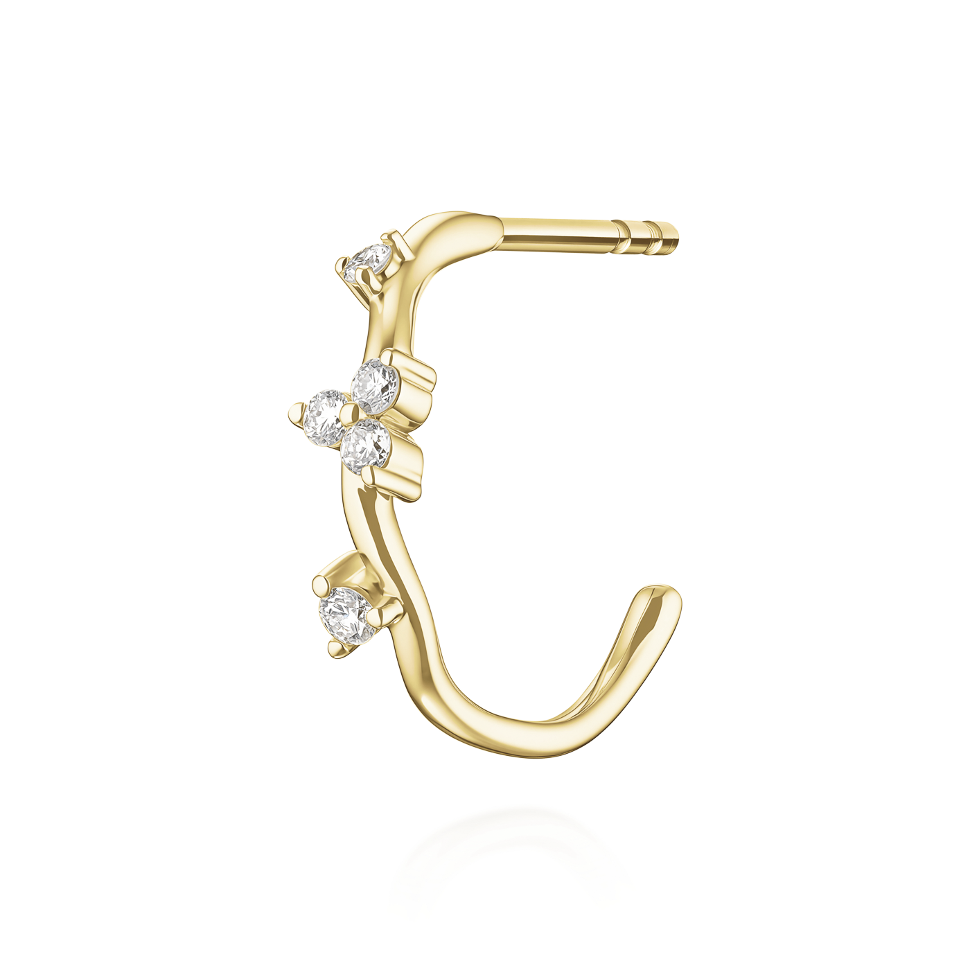 Ohrringe syn. Diamant zus. 0,089ct. 585er Gelbgold Wave Ohrringe syn. Diamant zus. 0,089ct. 585er Gelbgold Wave
