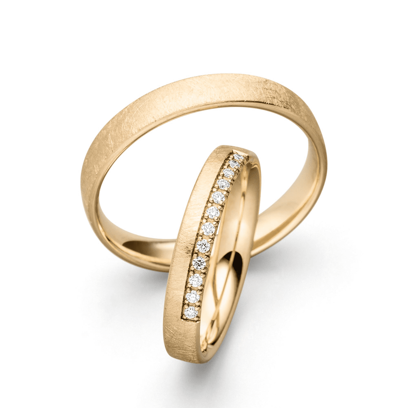 Trauring zus. ca. 0,10 ct. 585er Gelbgold Havanna