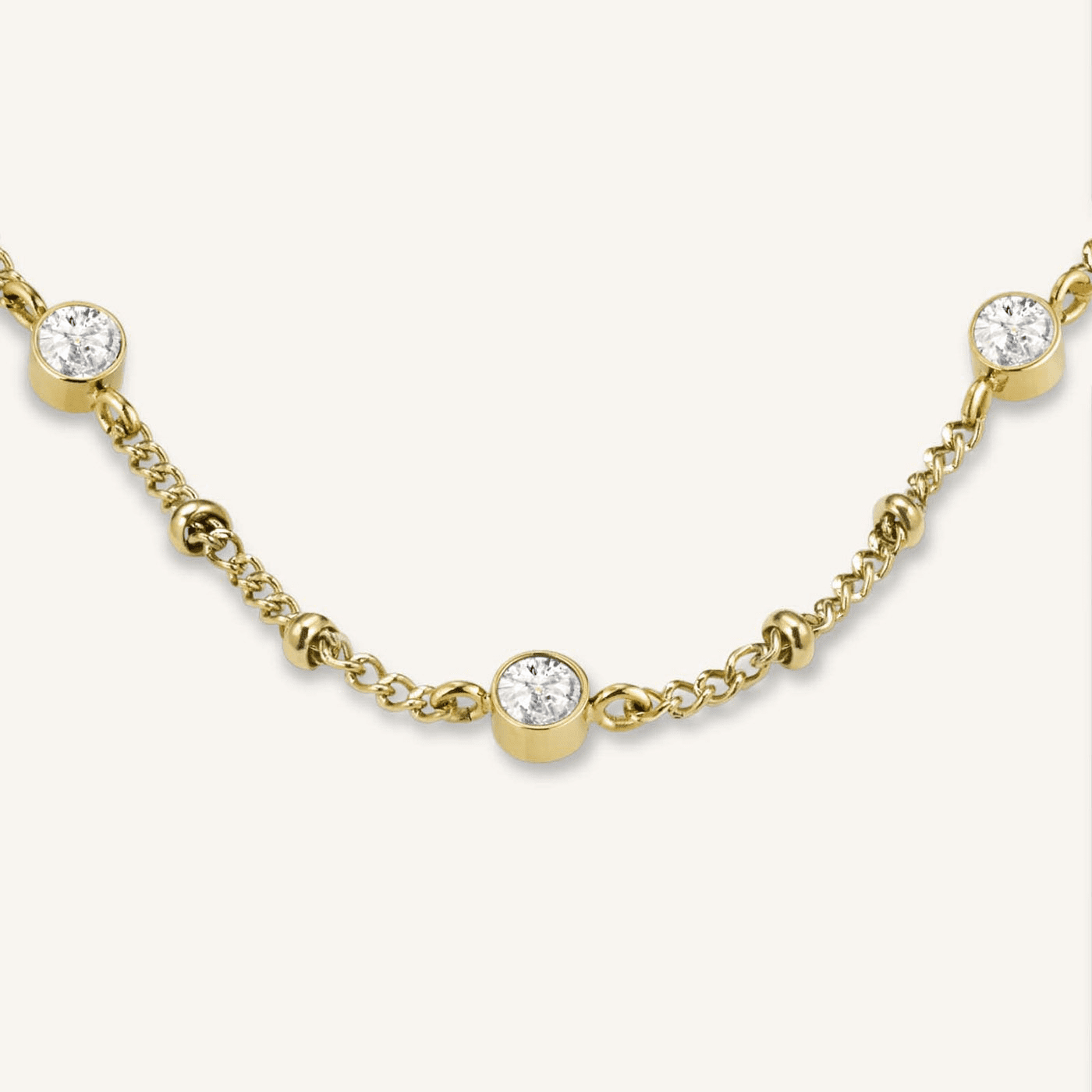 Edelstahlkette gelb vergoldet Crystal