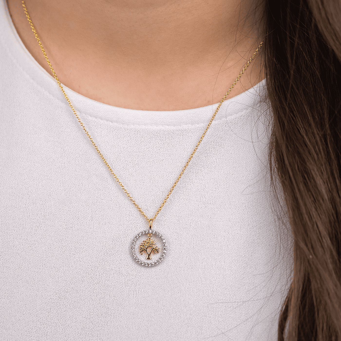 Kette Zirkonia 925er Silber Lebensbaum