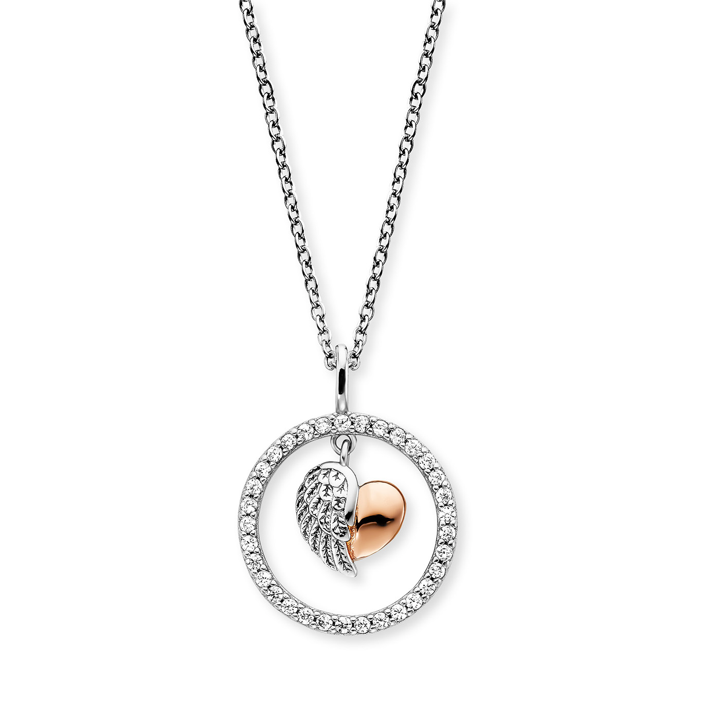 Kette Zirkonia 925er Silber bicolor Herzflügel Kette Zirkonia 925er Silber bicolor Herzflügel