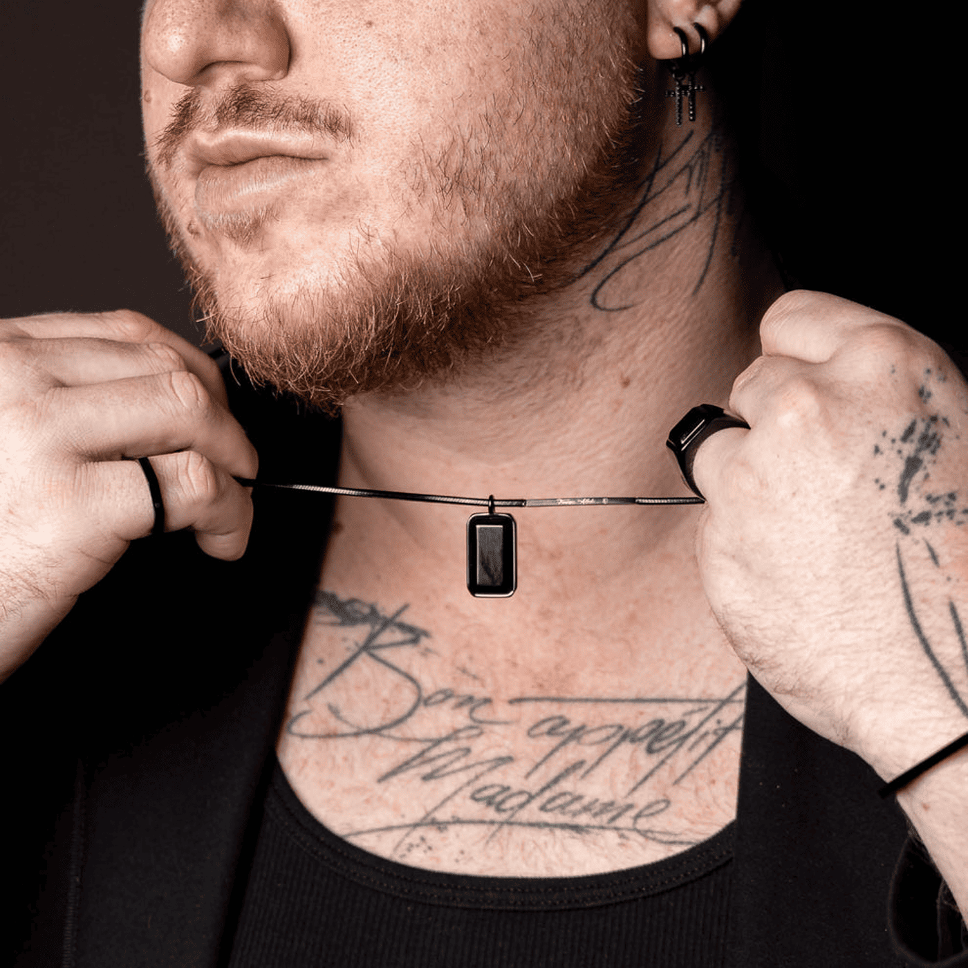 Kette Onyx Edelstahl schwarz Francesco