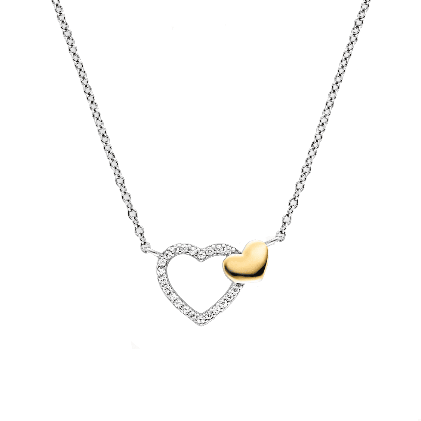 Kette Zirkonia 925er Silber bicolor Herzen Kette Zirkonia 925er Silber bicolor Herzen