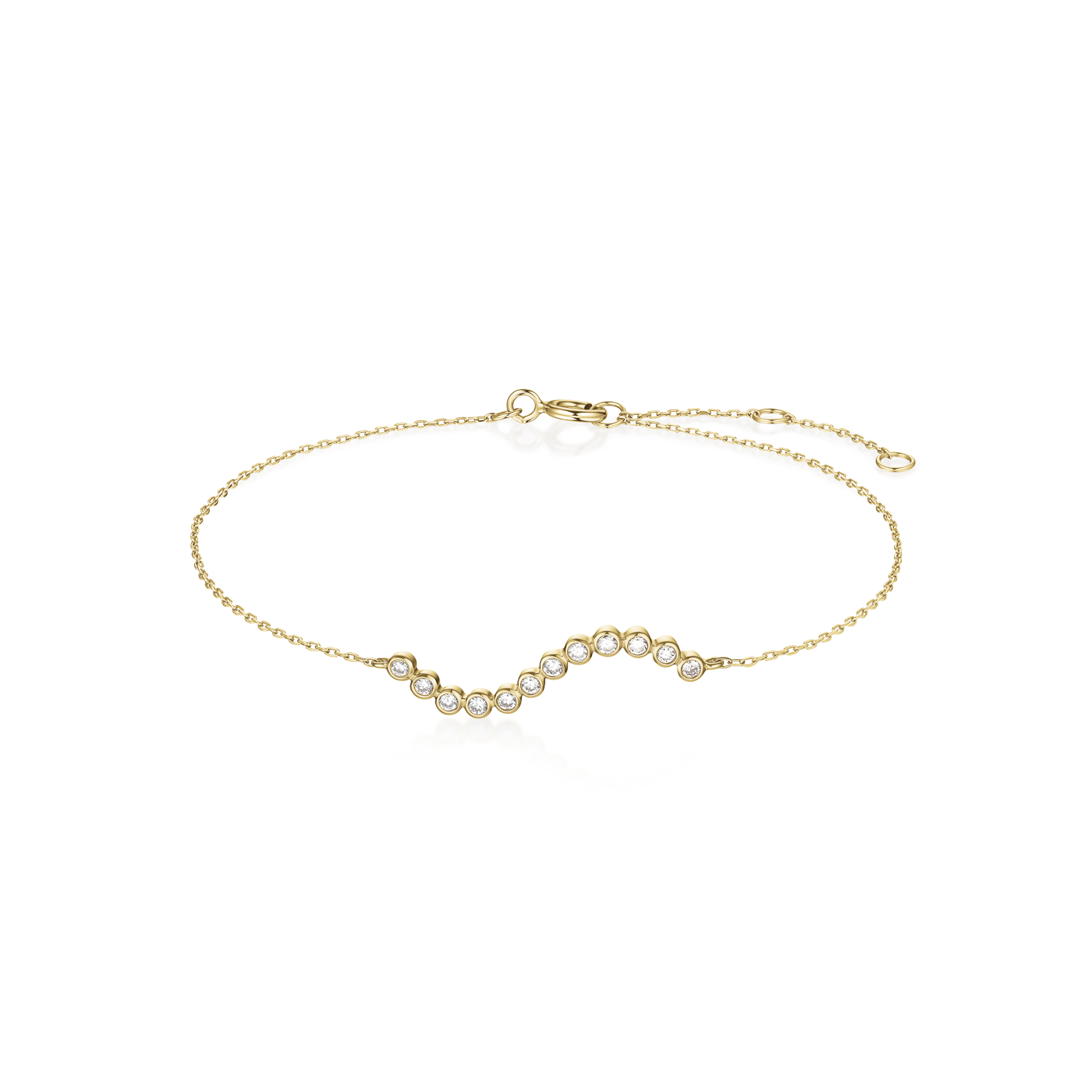 Armband syn. Diamant zus. 0,12ct. 585er Gelbgold Lustre