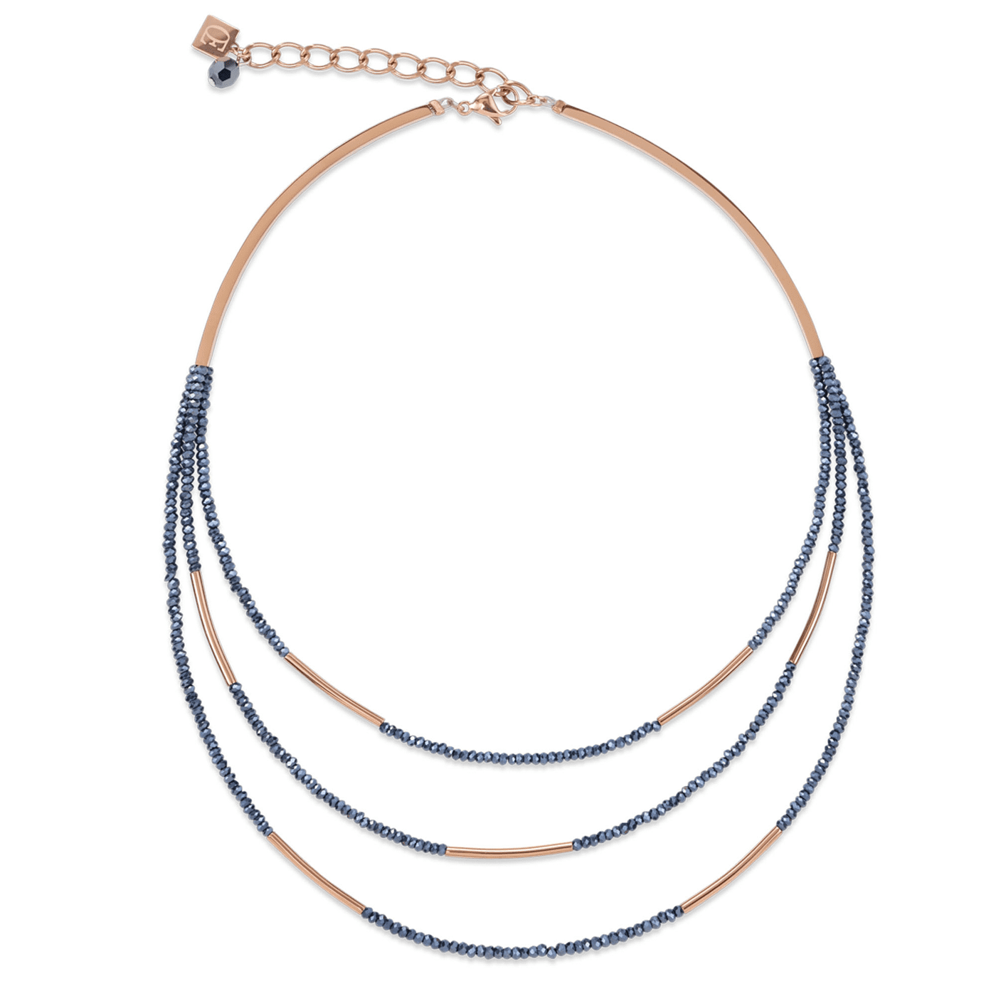 Kette Glasstein Edelstahl rosé vergoldet 