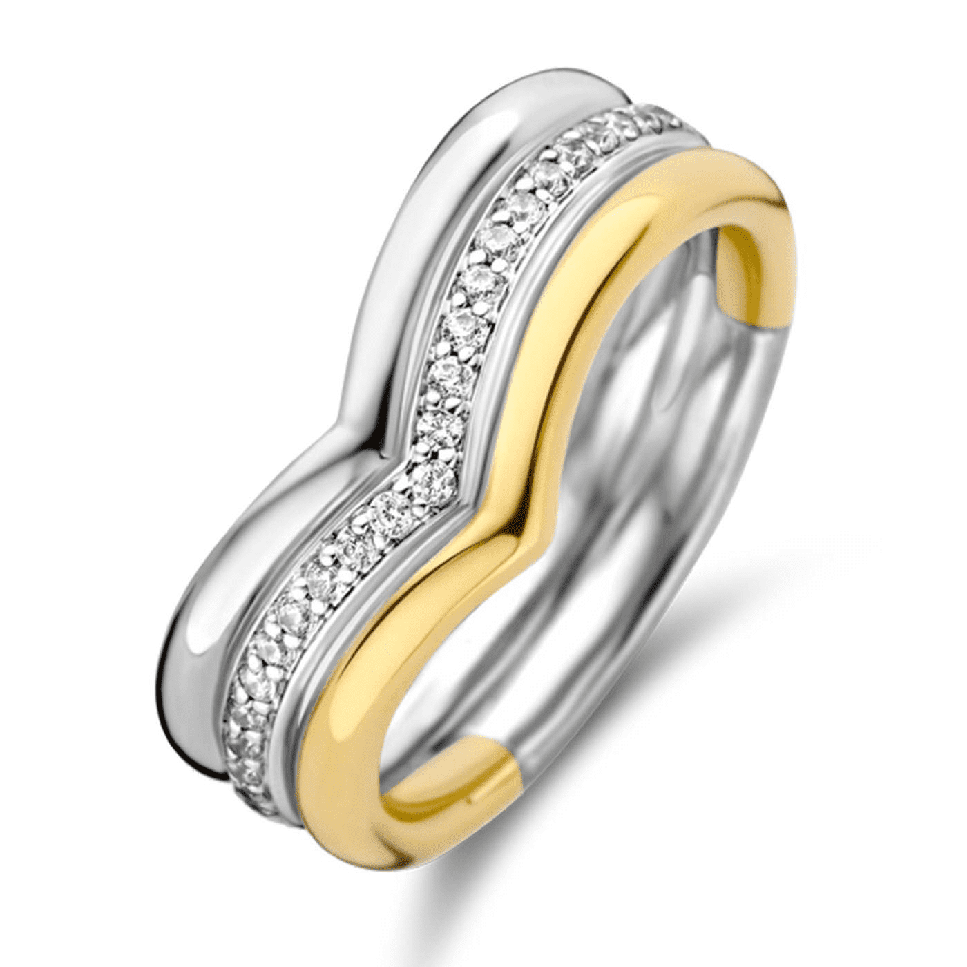 Ring Zirkonia 925er Silber bicolor  Ring Zirkonia 925er Silber bicolor