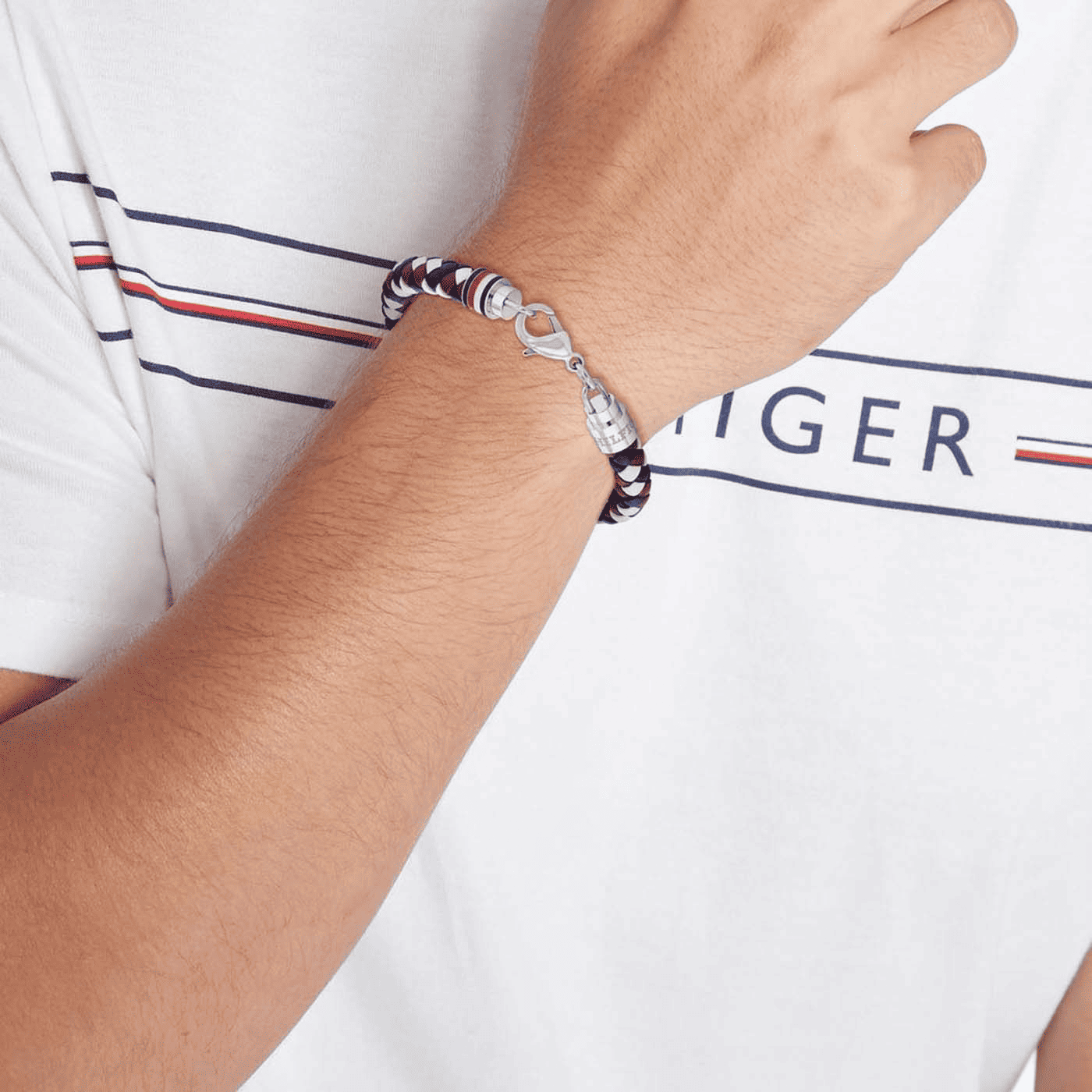 Armband Leder silber Tyson