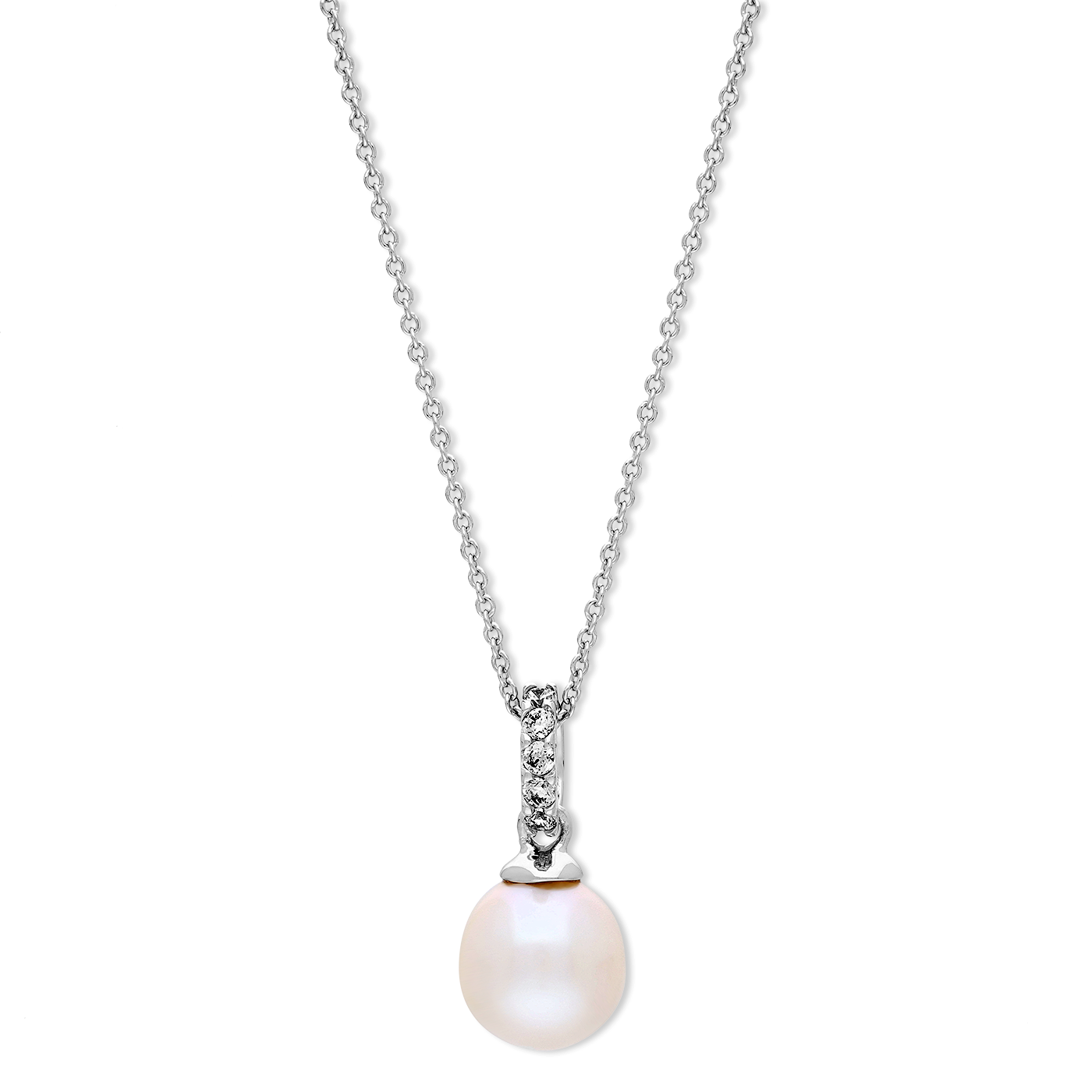 Perlenkette Zirkonia 925er Silber Süßwasser-Zuchtperle Perlenkette Zirkonia 925er Silber Süßwasser-Zuchtperle