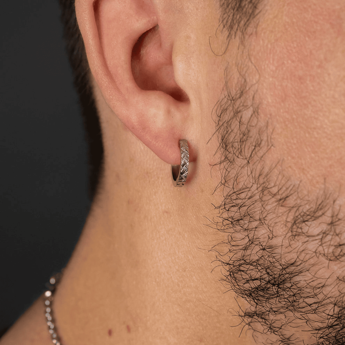 Einzelohrring Edelstahl Weave
