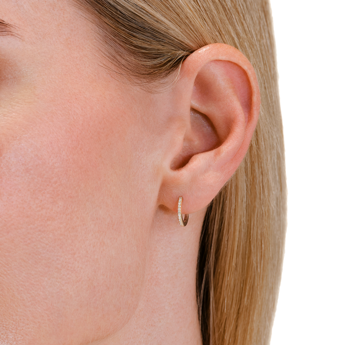 Ohrringe syn. Diamant zus. 0,111ct. 585er Gelbgold Glow