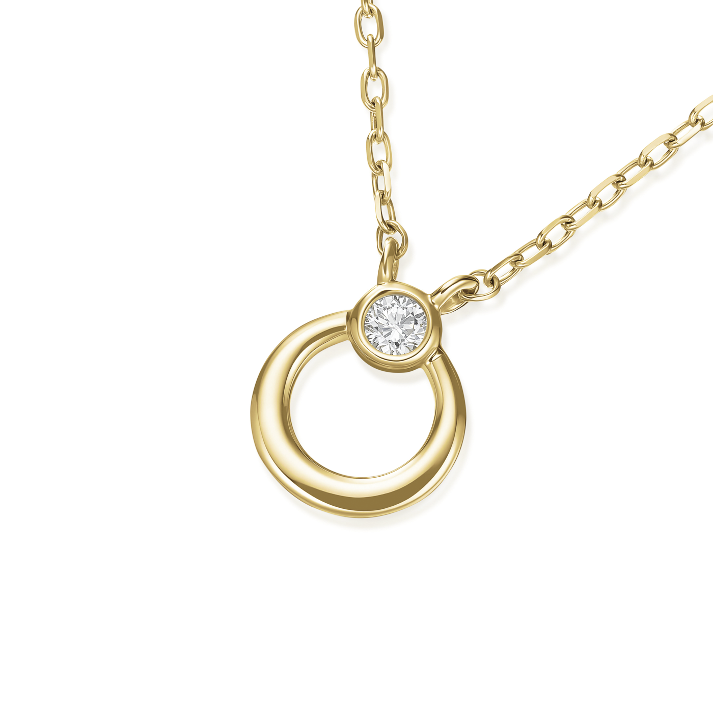 Kette syn. Diamant 0,014ct. 585er Gelbgold Open Circle